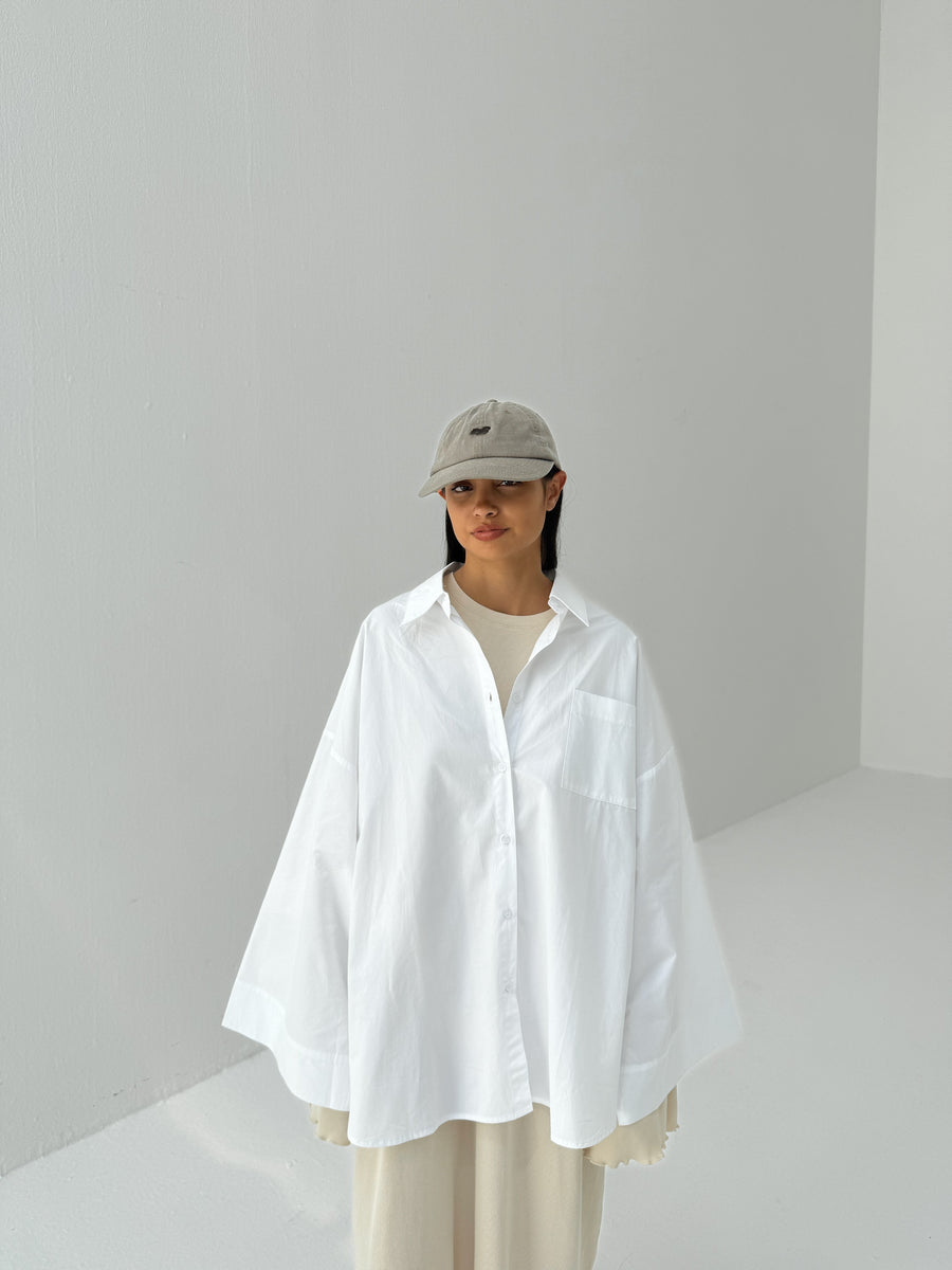 ★★ ★★ Essential Poplin Monotype Shirt T22F0 Washed Organic Cotton Poplin Short-Sleeve Shirt | EILEEN FISHER