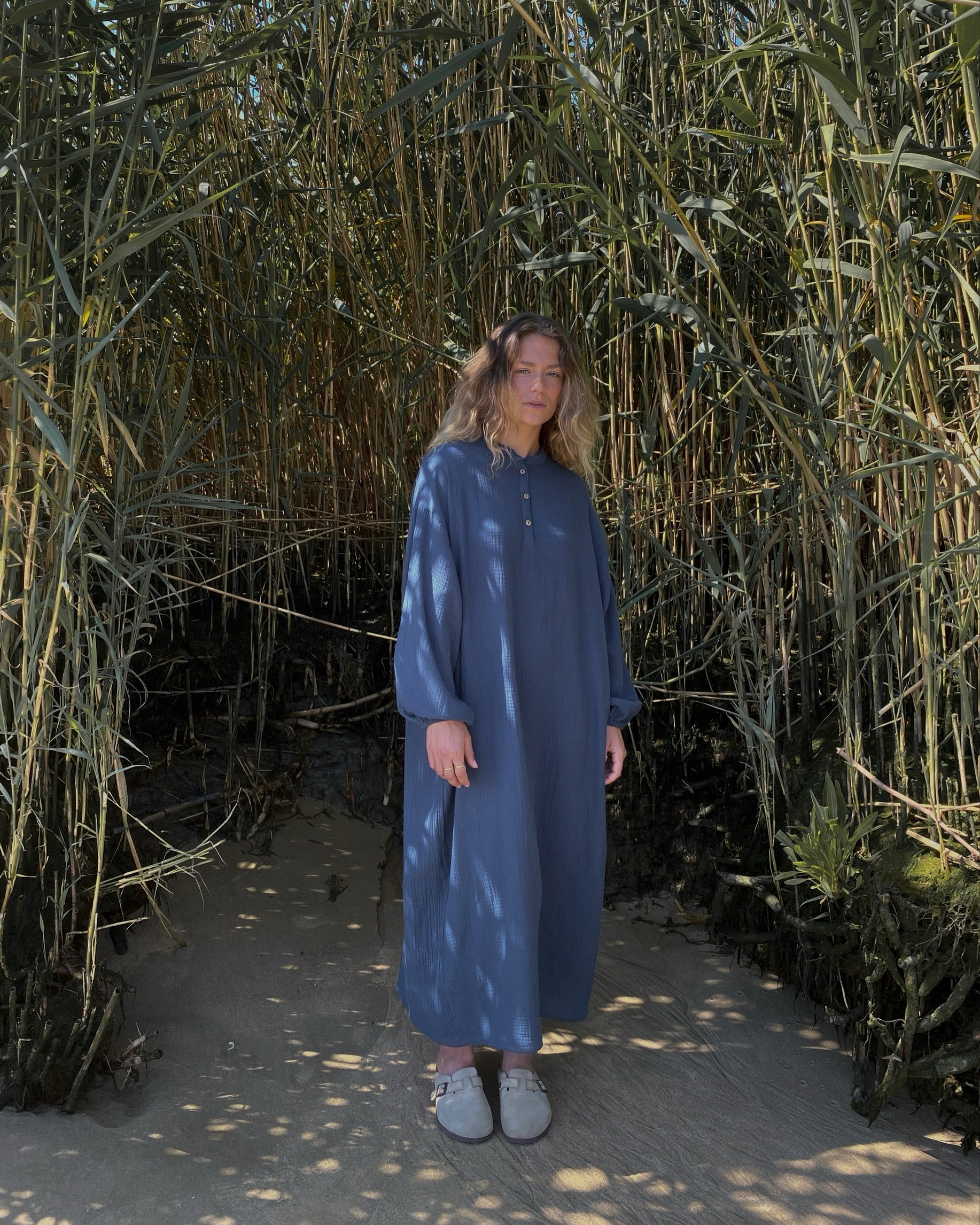 cmfe. sunset muslin dress - sage blue