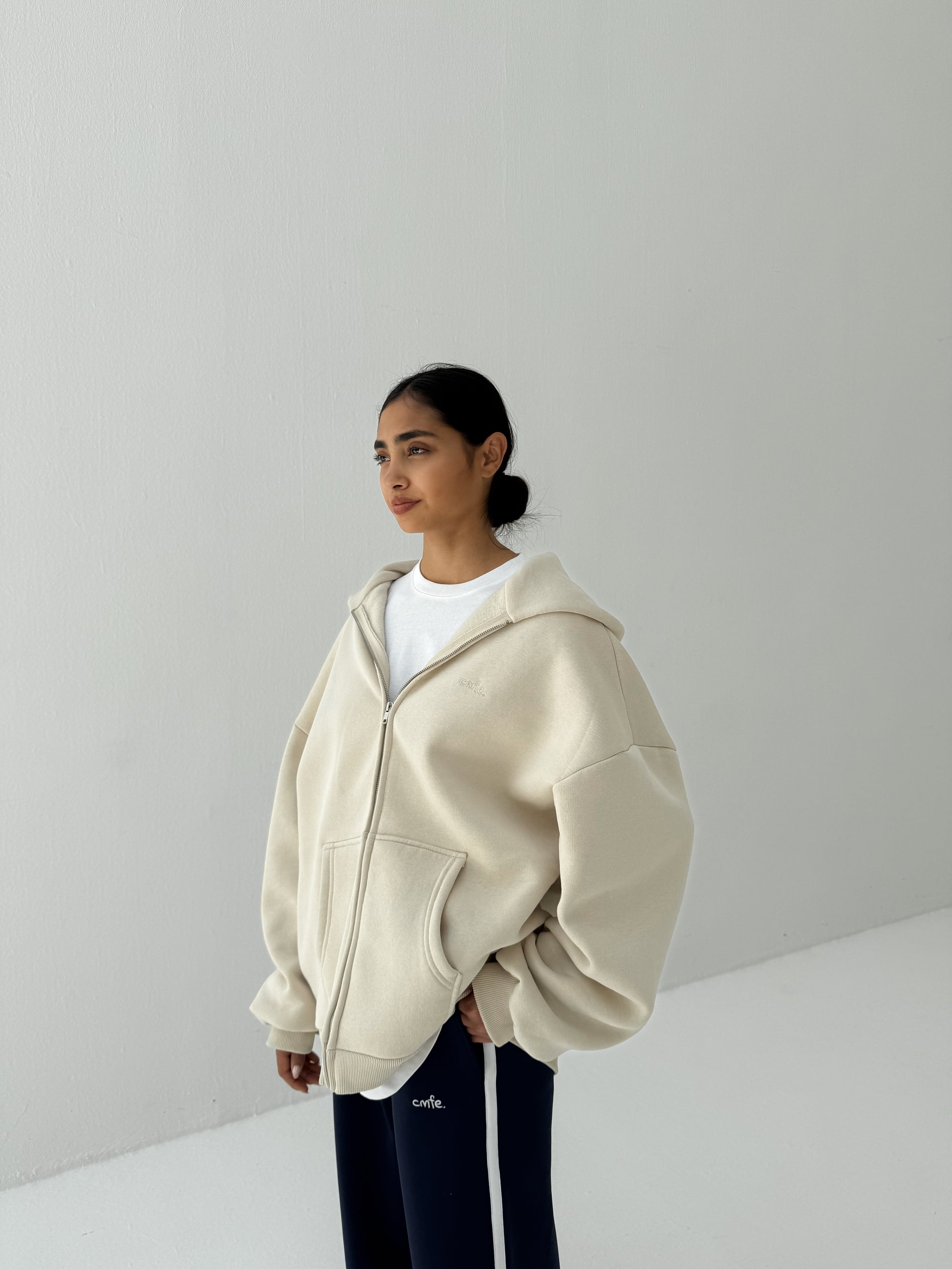 cmfe. zipped hoodie - buttercream