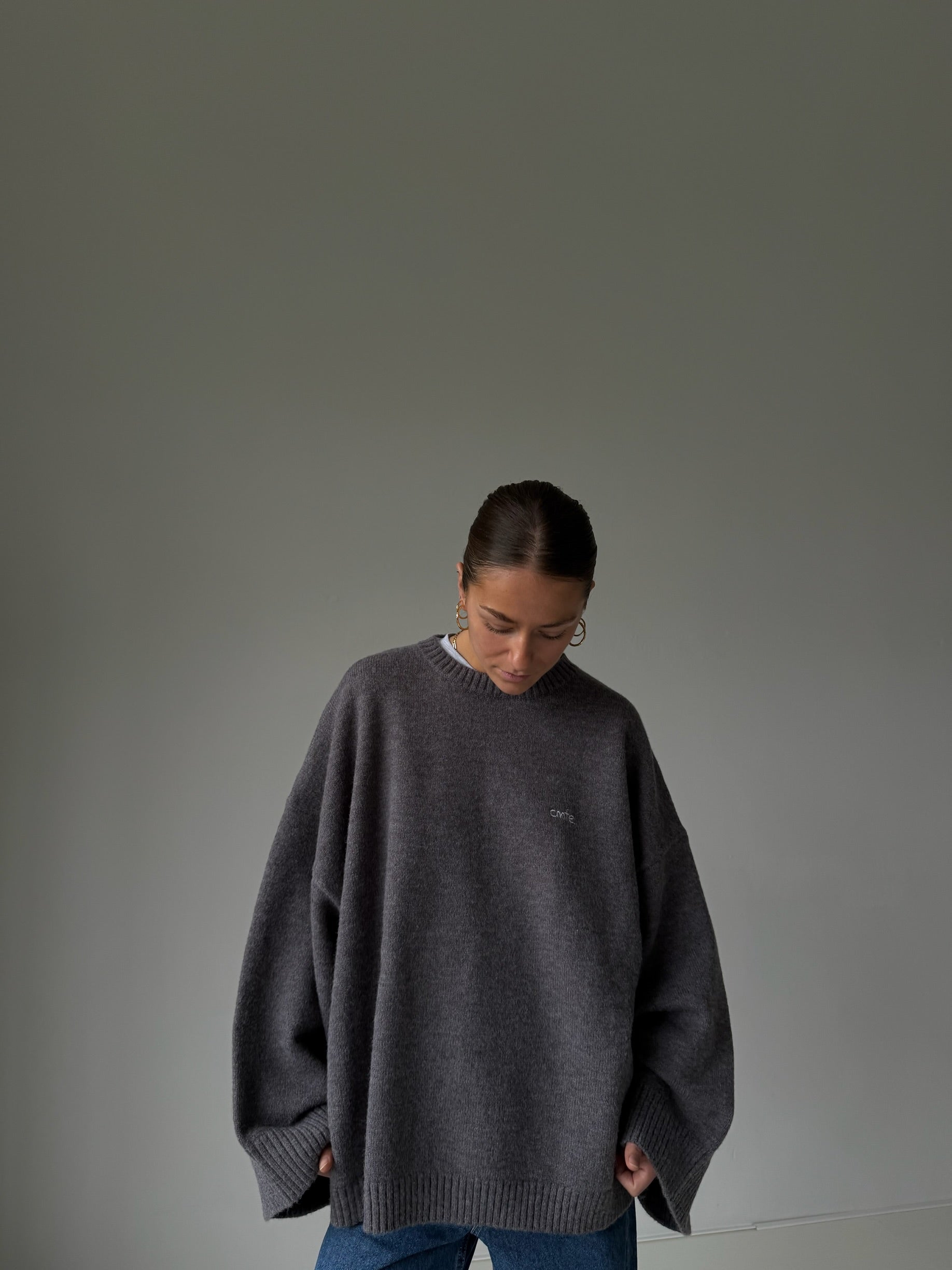 cmfe. oversized knit sweater - dark grey