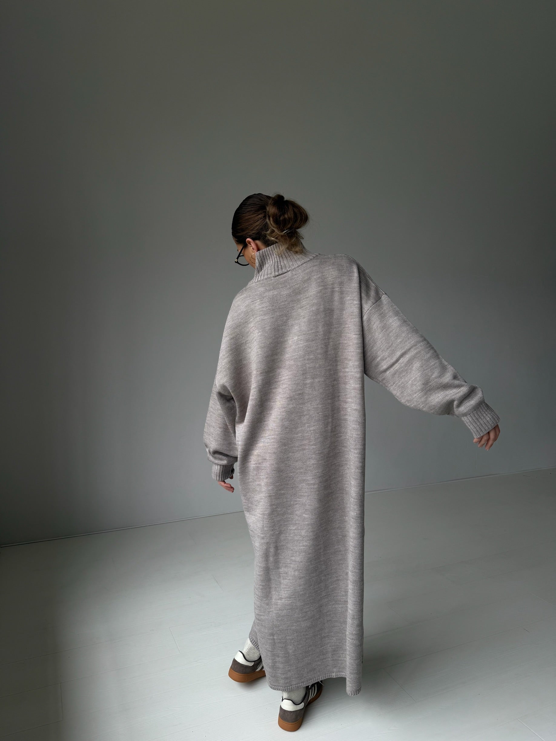 cmfe. oversized half-zip knit dress - dust