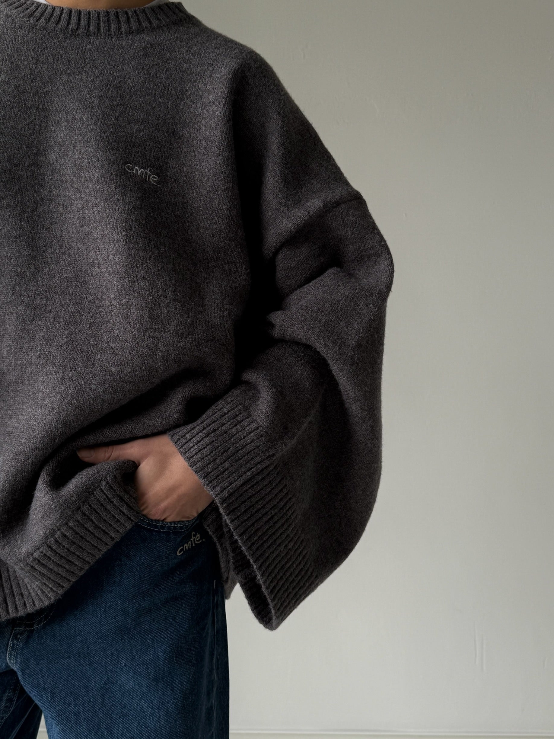 cmfe. oversized knit sweater - dark grey