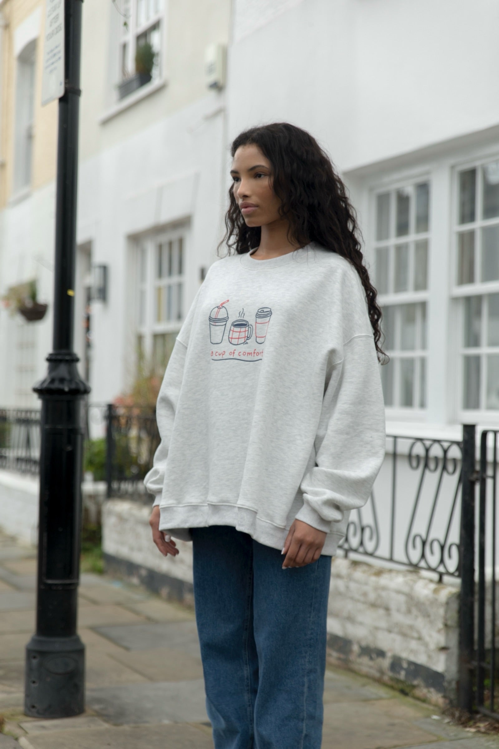 oversized sweatshirt - 'a cup of comfort'