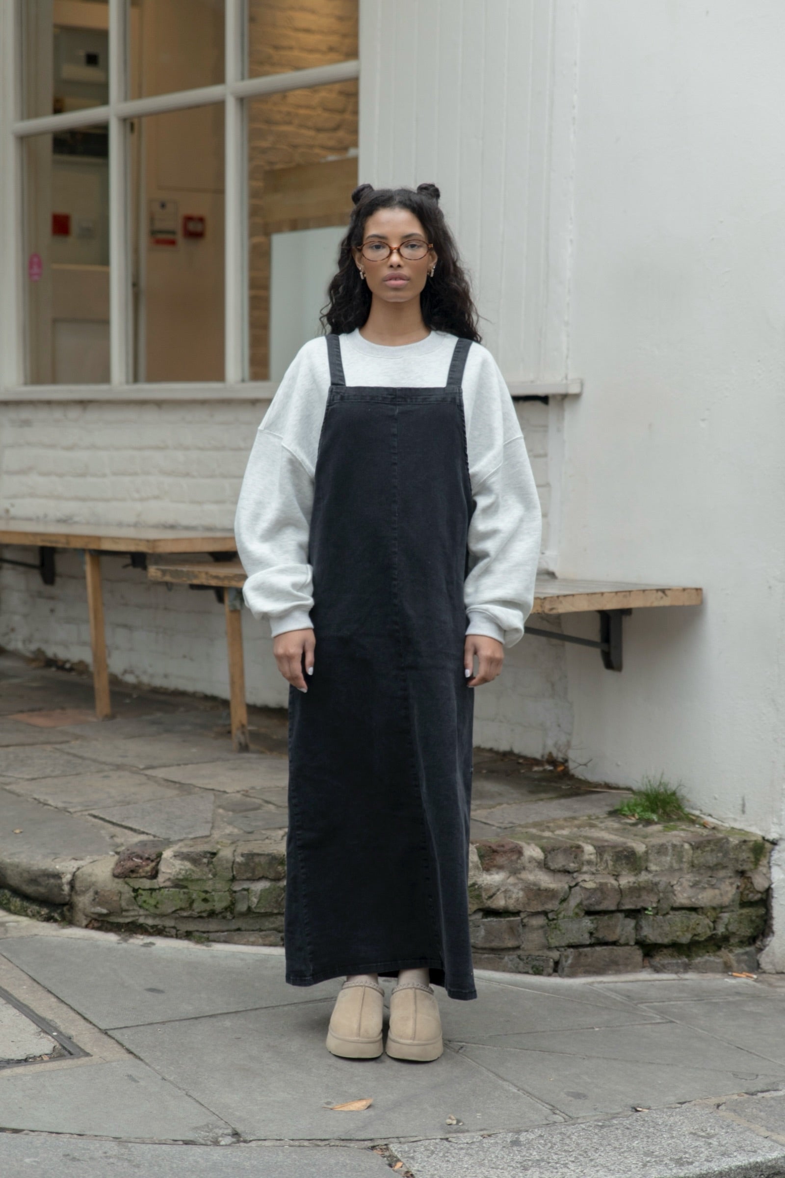 cmfe. denim sleeveless dress - dark grey
