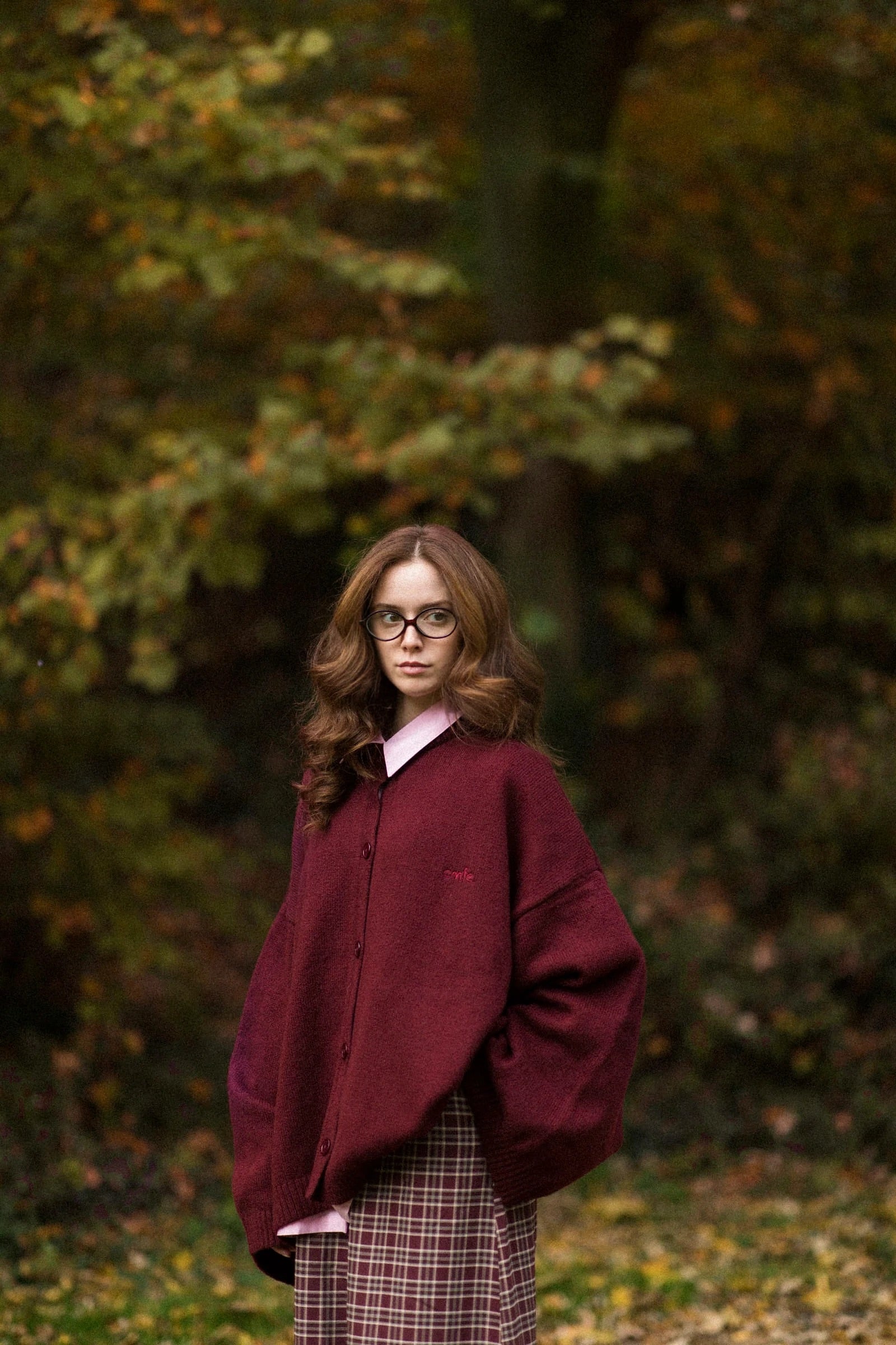 cmfe. knit cardigan - maroon