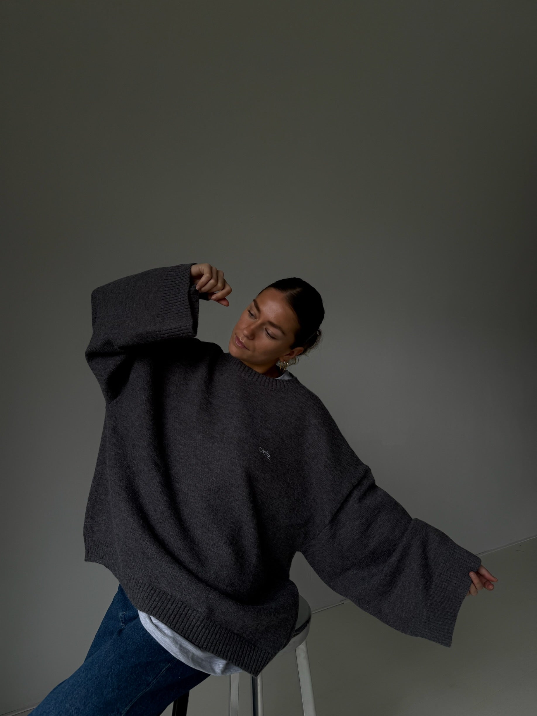 cmfe. oversized knit sweater - dark grey