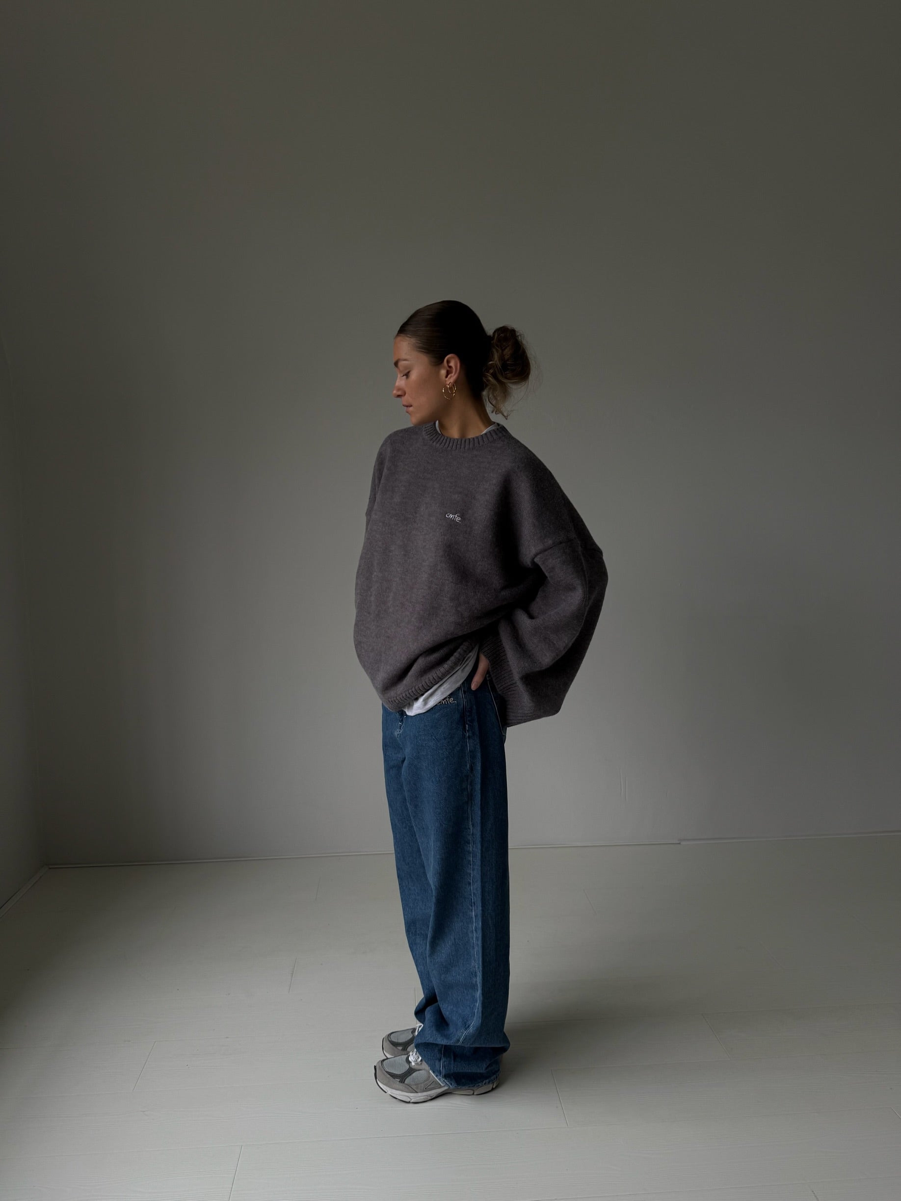cmfe. oversized knit sweater - dark grey