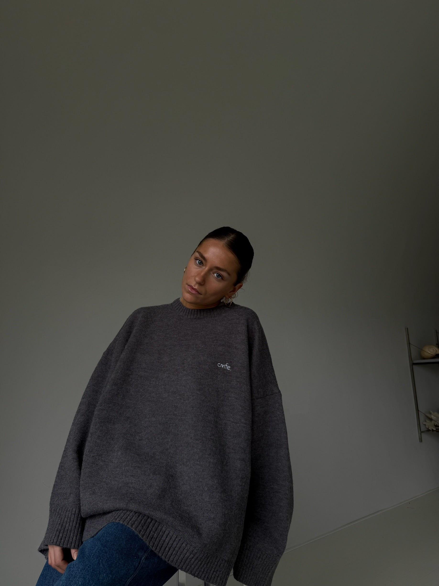 cmfe. oversized knit sweater - dark grey
