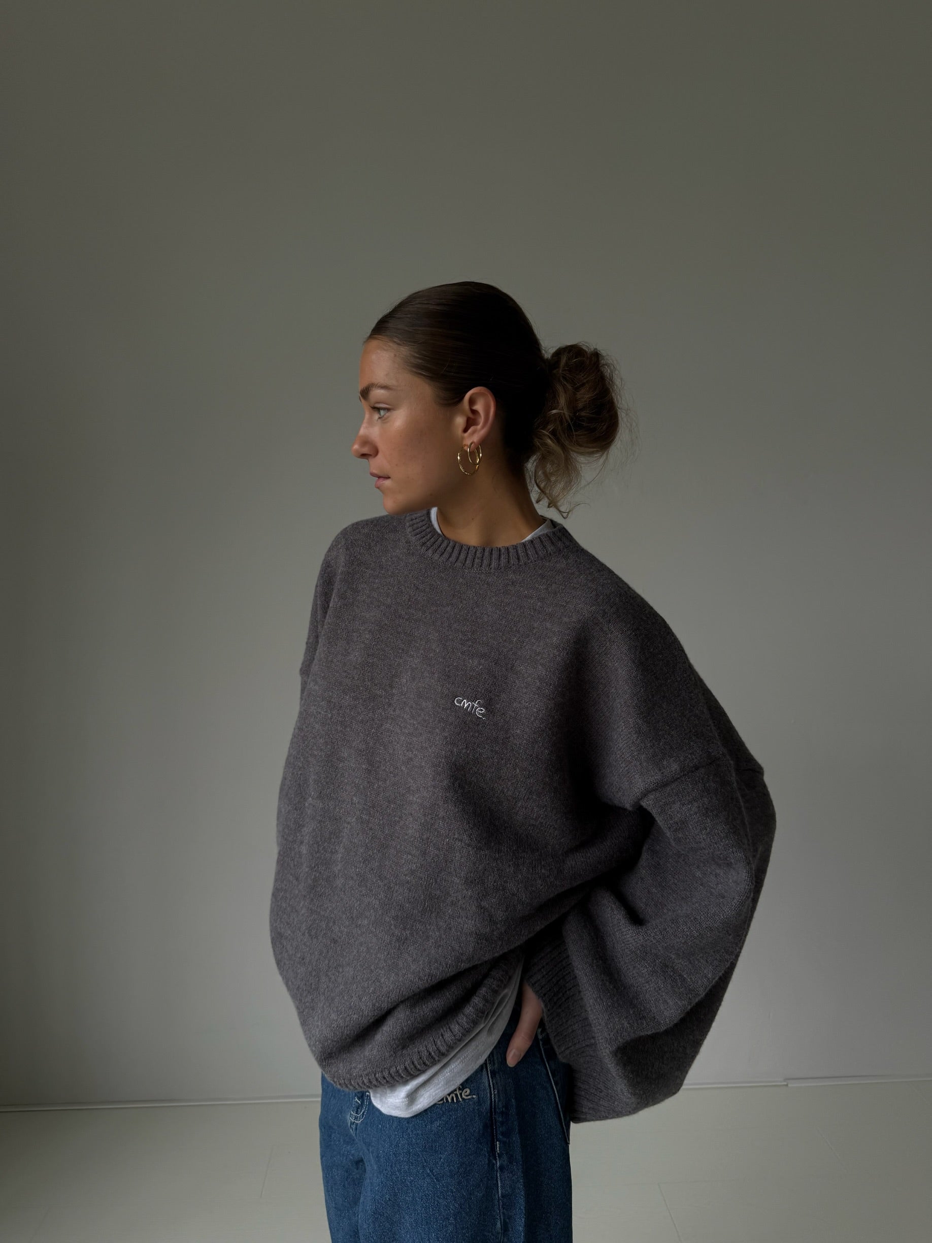 cmfe. oversized knit sweater - dark grey