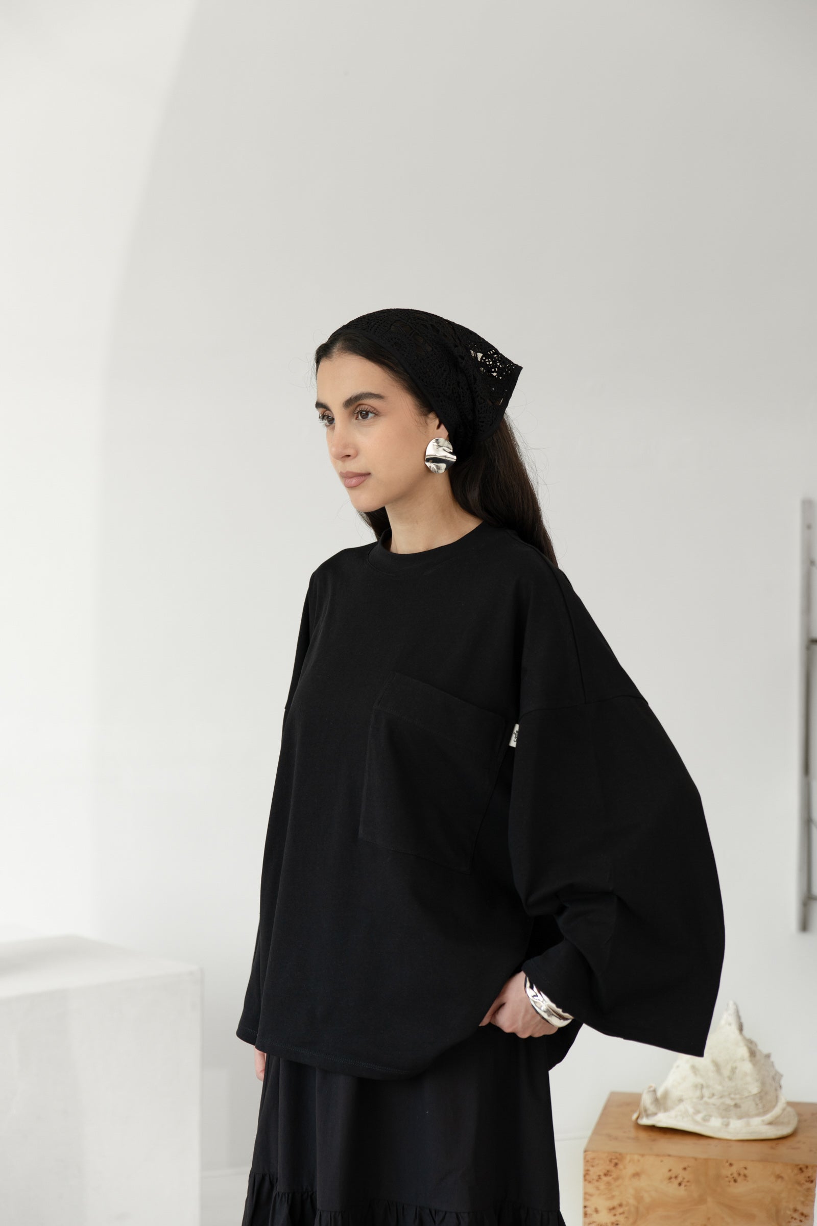 oversized t-shirt with pocket - black – COMFEE.