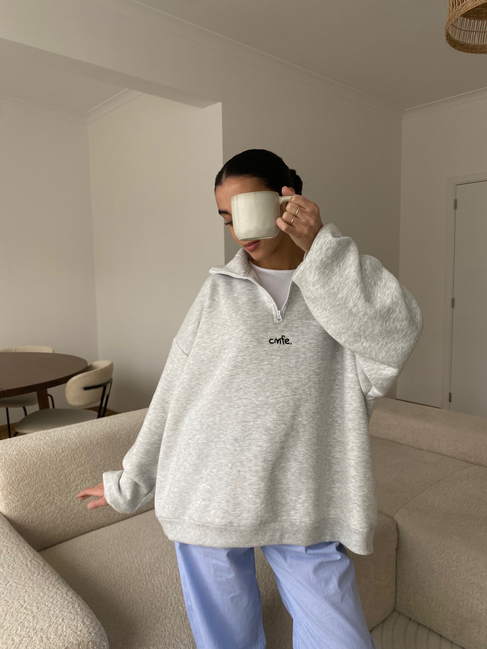 cmfe. half-zip sweatshirt - light grey