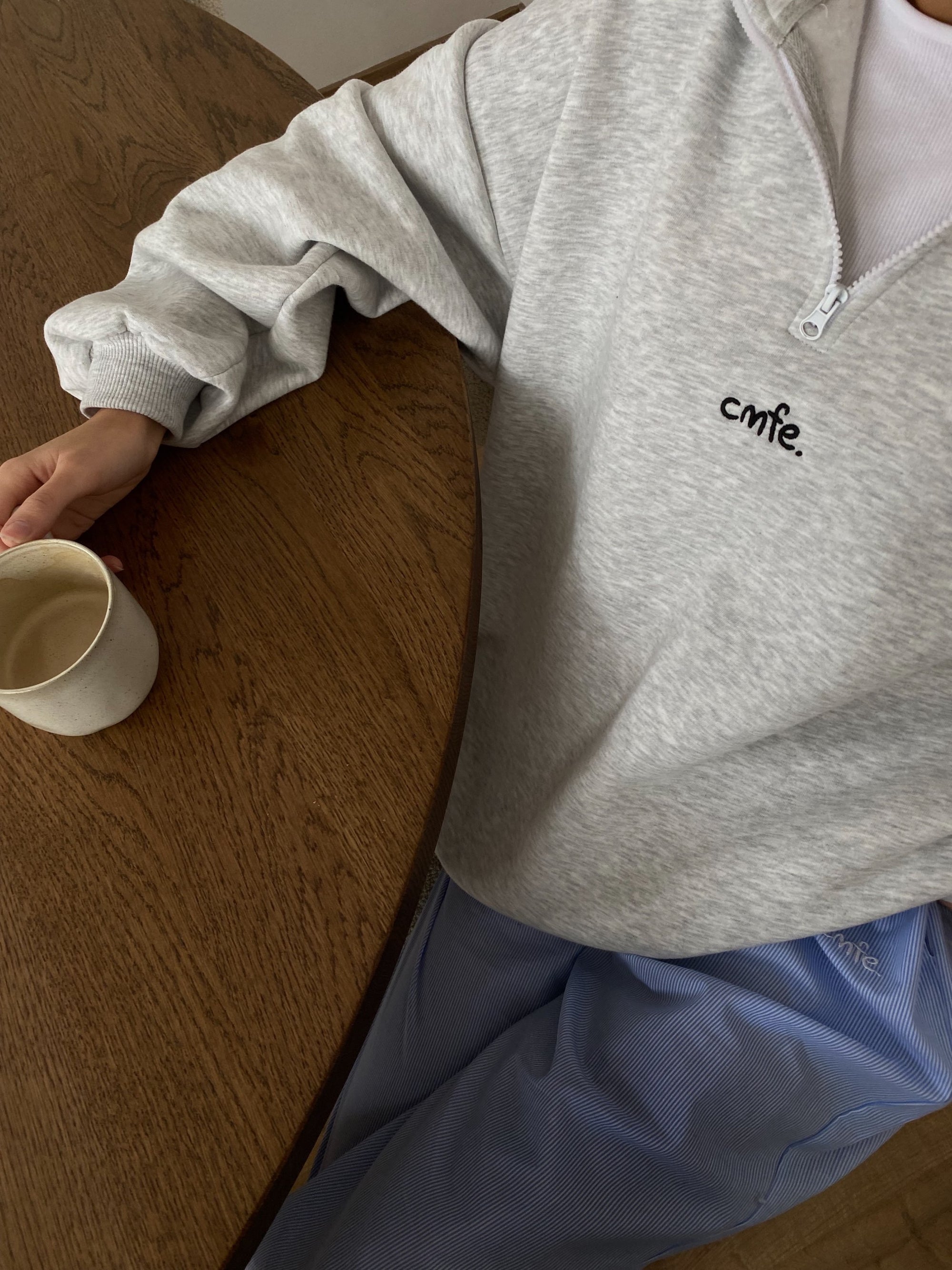 cmfe. half-zip sweatshirt - light grey