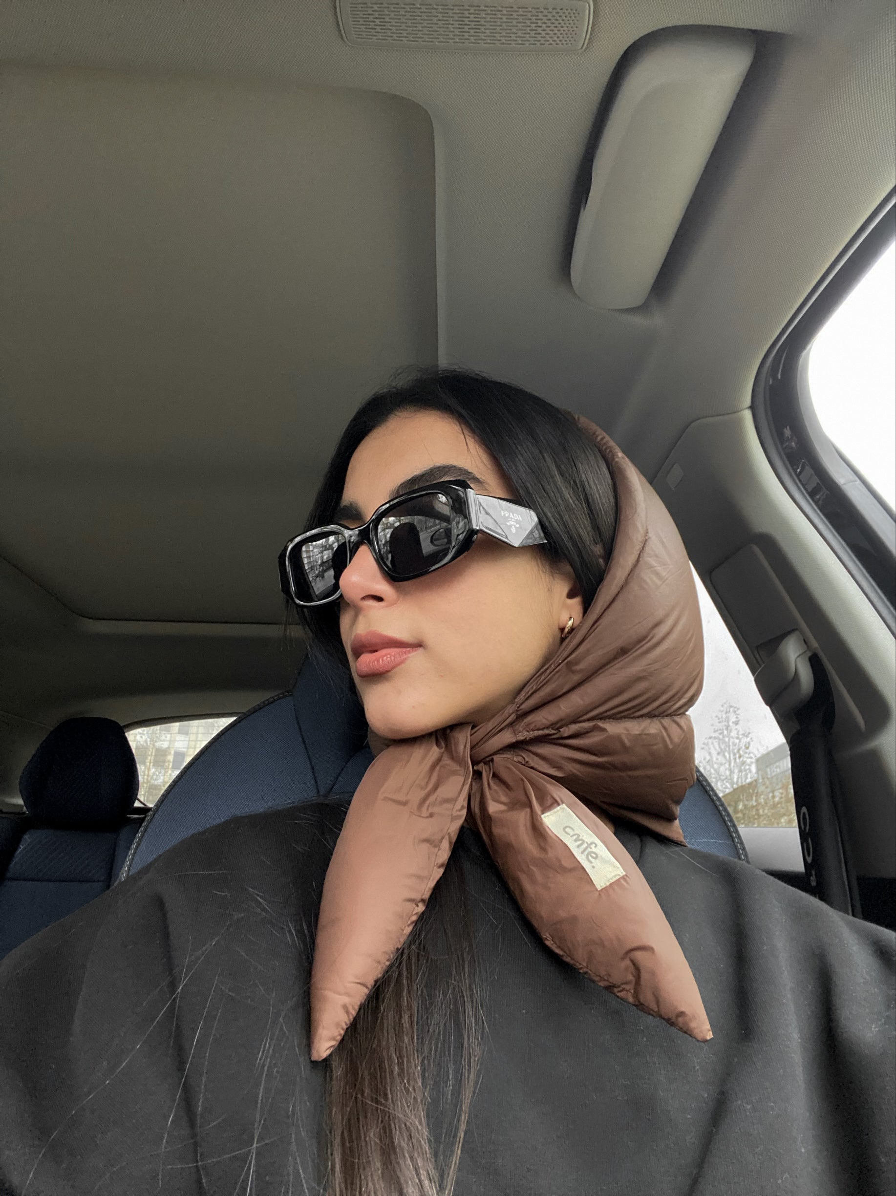puffer babushka - brown