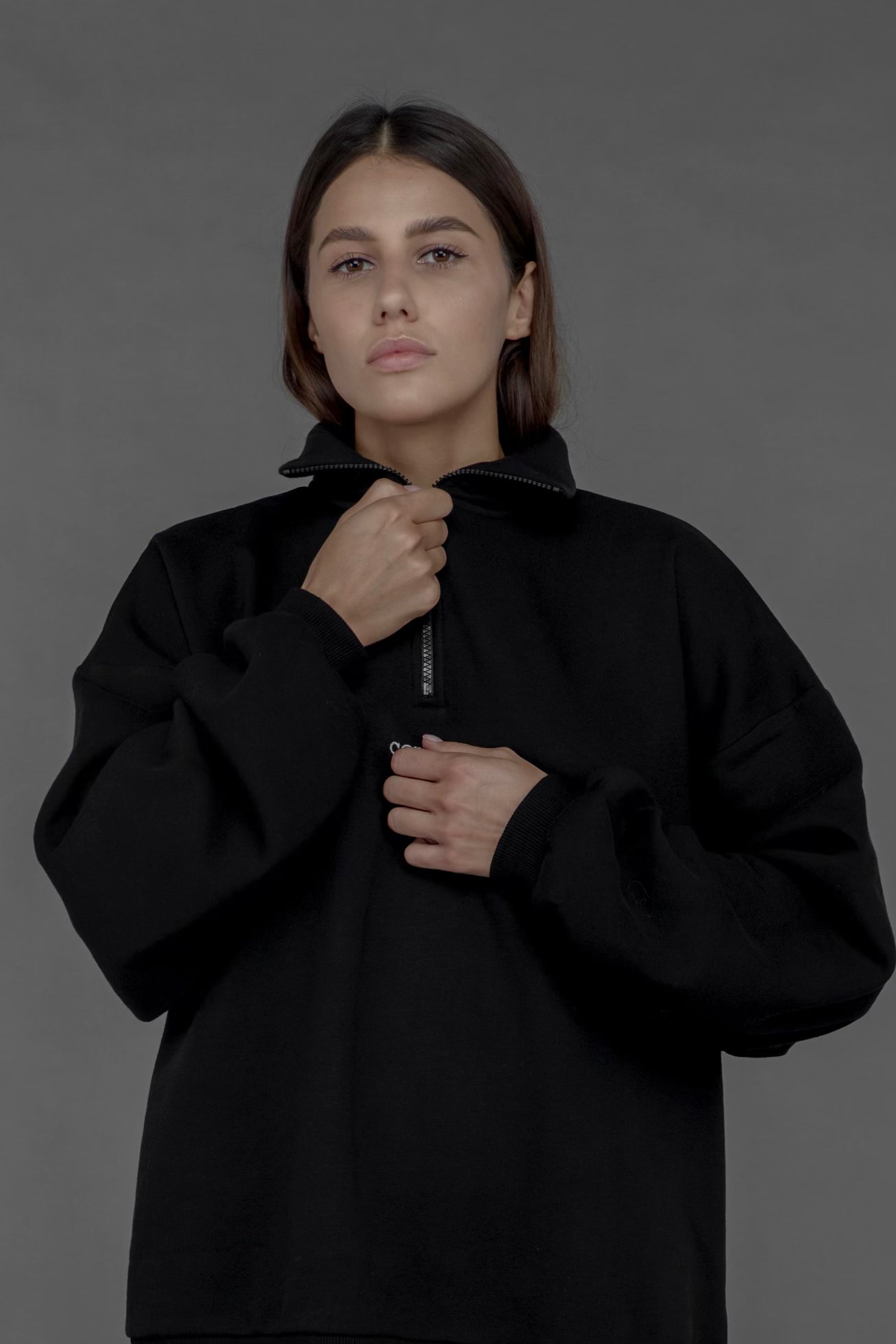 COMFEE. half-zip sweatshirt - black