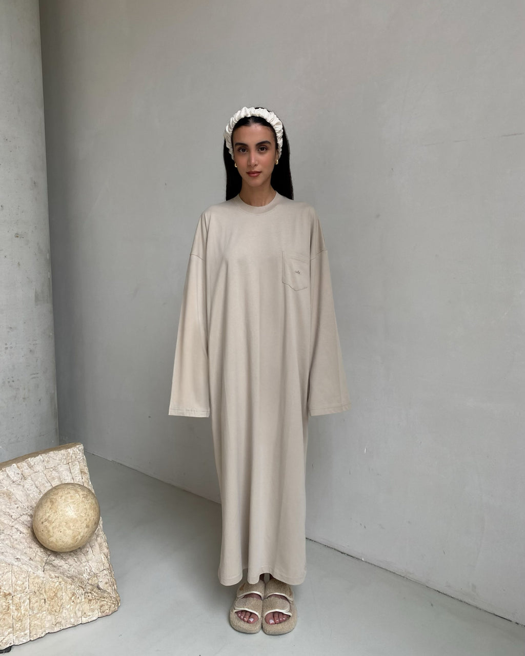 cmfe. oversized t-shirt dress - stone – COMFEE.