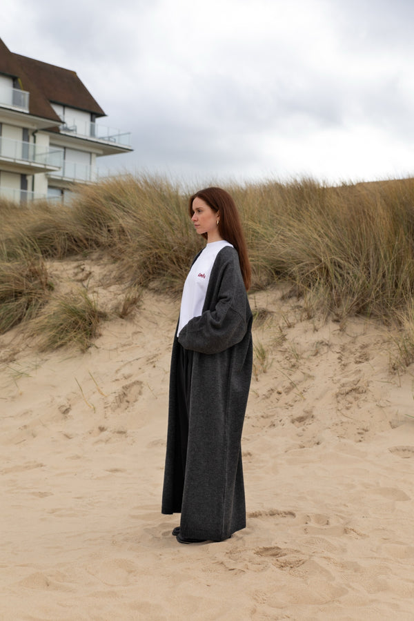 chunky maxi cardigan - grey