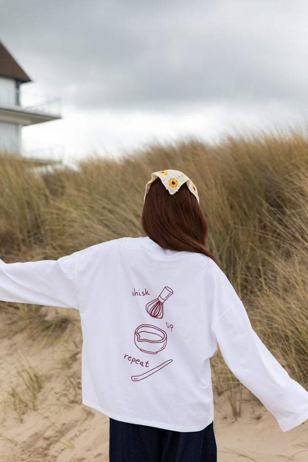 matcha long sleeve t-shirt - white